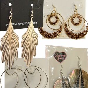Lot: 4 Pairs NWT Earrings Panacea, Mia & Tess, Where Watermelons Grow, Abalone